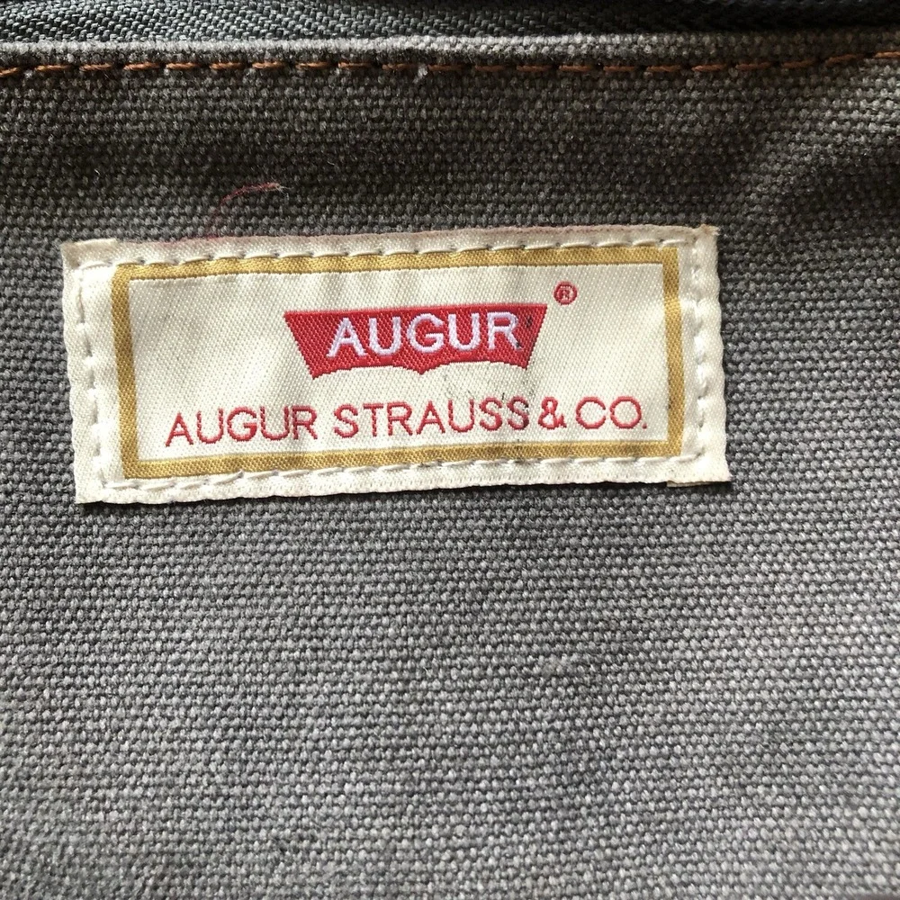 Vintage AUGUR Strauss & Co Gray Canvas Backpack Rucksack Hiking Travel